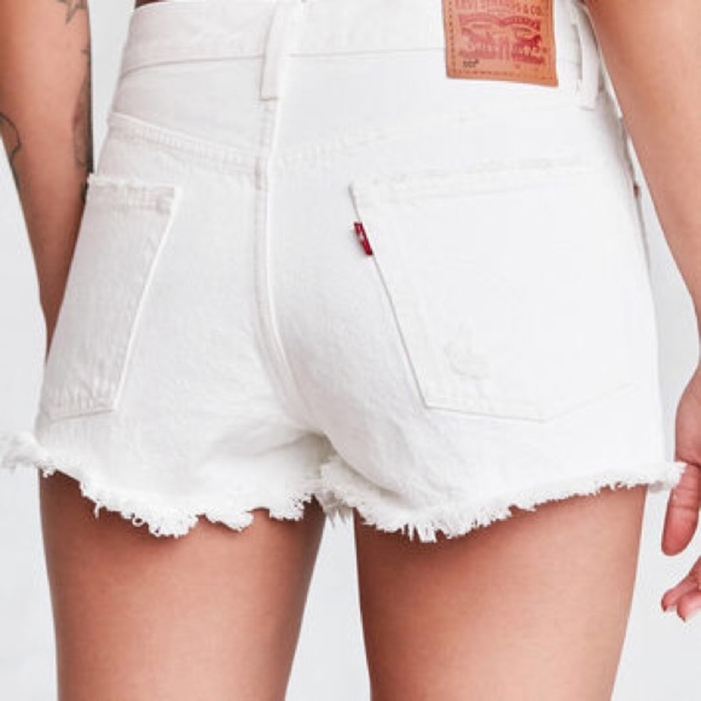 LEVIS White Distressed Shorts - Picture 2 of 2